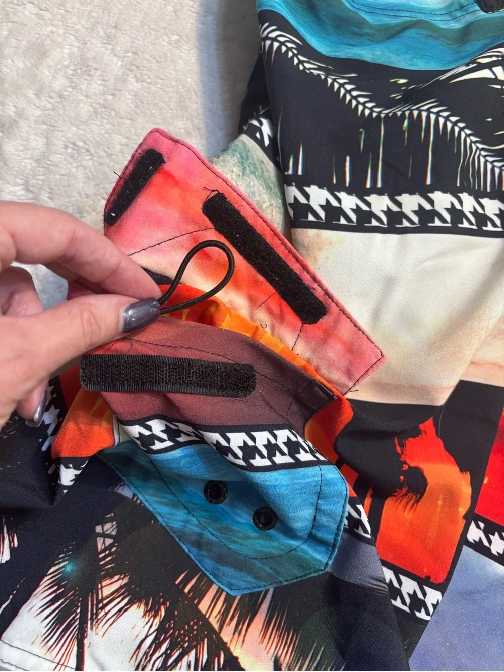 Hang Ten Board Shorts Mens Small MultiColor Tropical Print Mesh Lined  Tie Waist